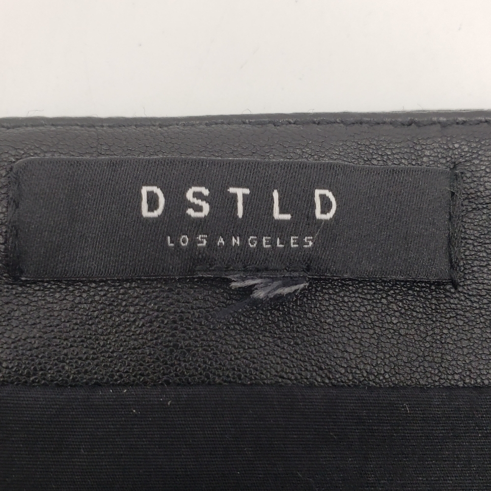 DSTLD Los Angeles Women US Large black leather mini skirt side zipper lined - Picture 3 of 10
